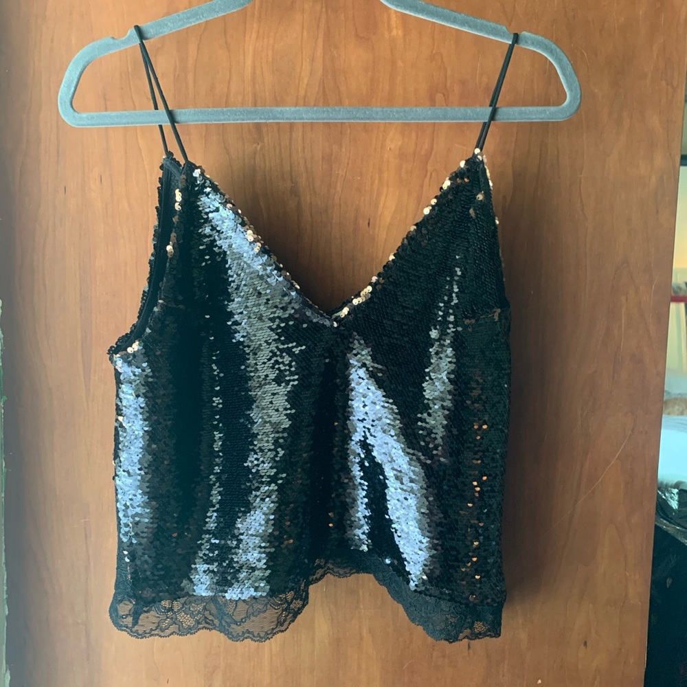 NWOT Free People Reversible Sequin And Lace Tank